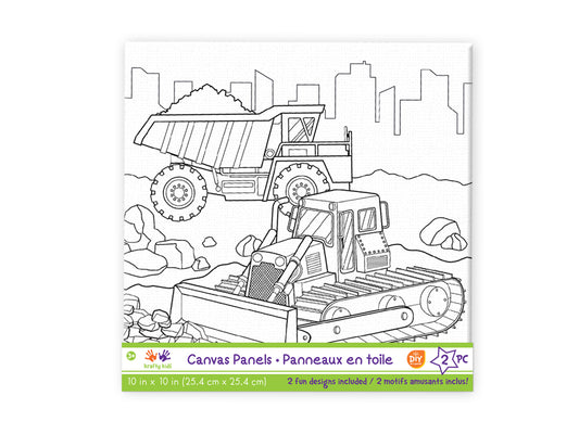 Krafty Kids: 10"x10" DIY Canvas Panels 2pc Asst Designs C) Mighty Machines