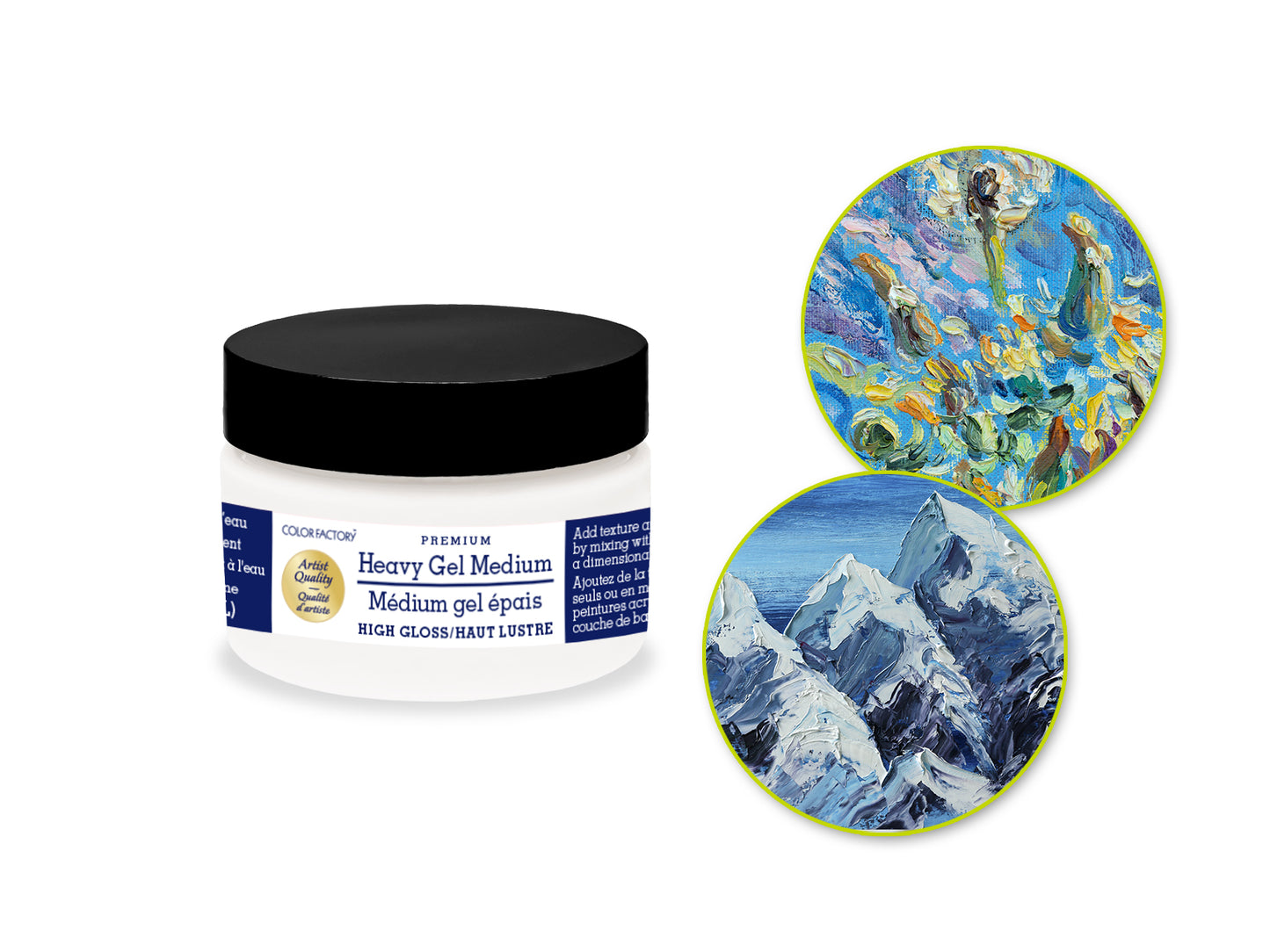 Color Factory Media: 4oz Heavy Gel Medium (118ml) Water-based A) Gloss