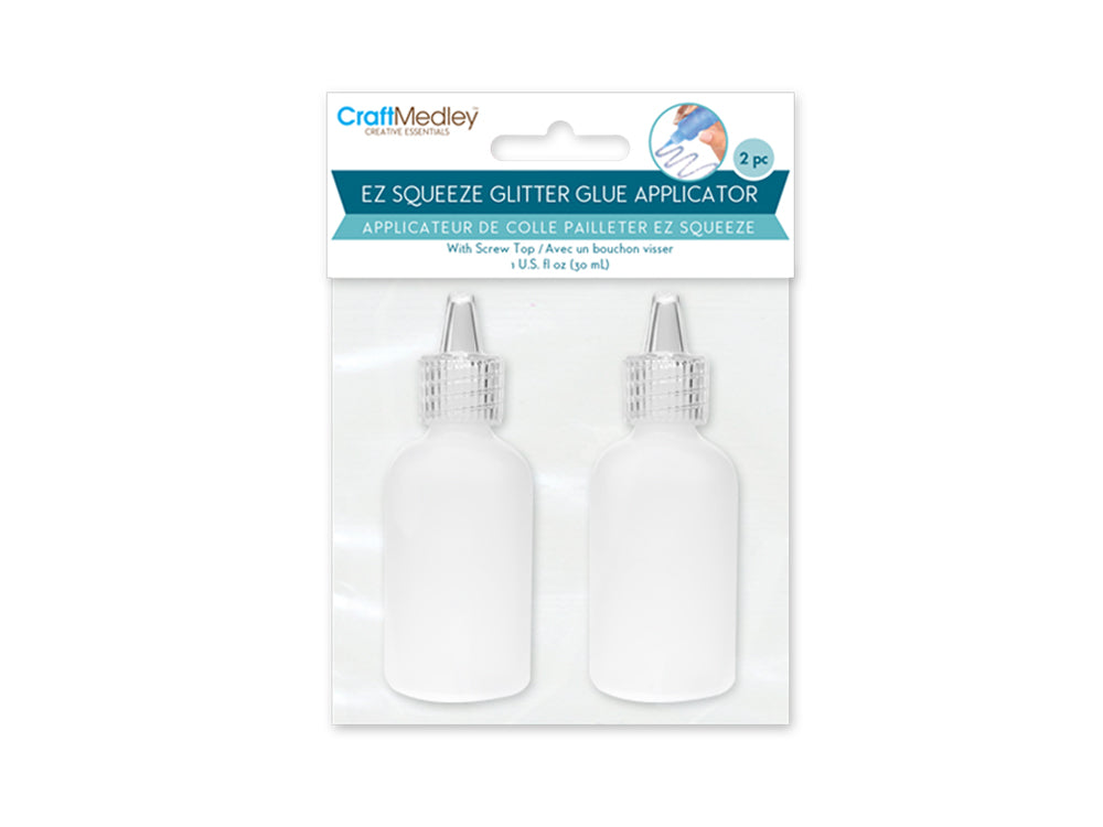 Plastic Bottle: 30ml EZ-Squeeze Glitter Glue Applicator 2pc w/Screw-Top