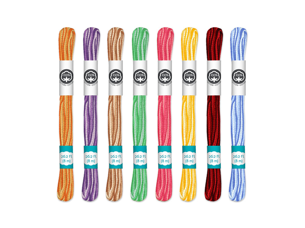 Needlecrafters: 8m Cotton Embroidery Floss 8 Hanks/pkg K) Variegated Darks