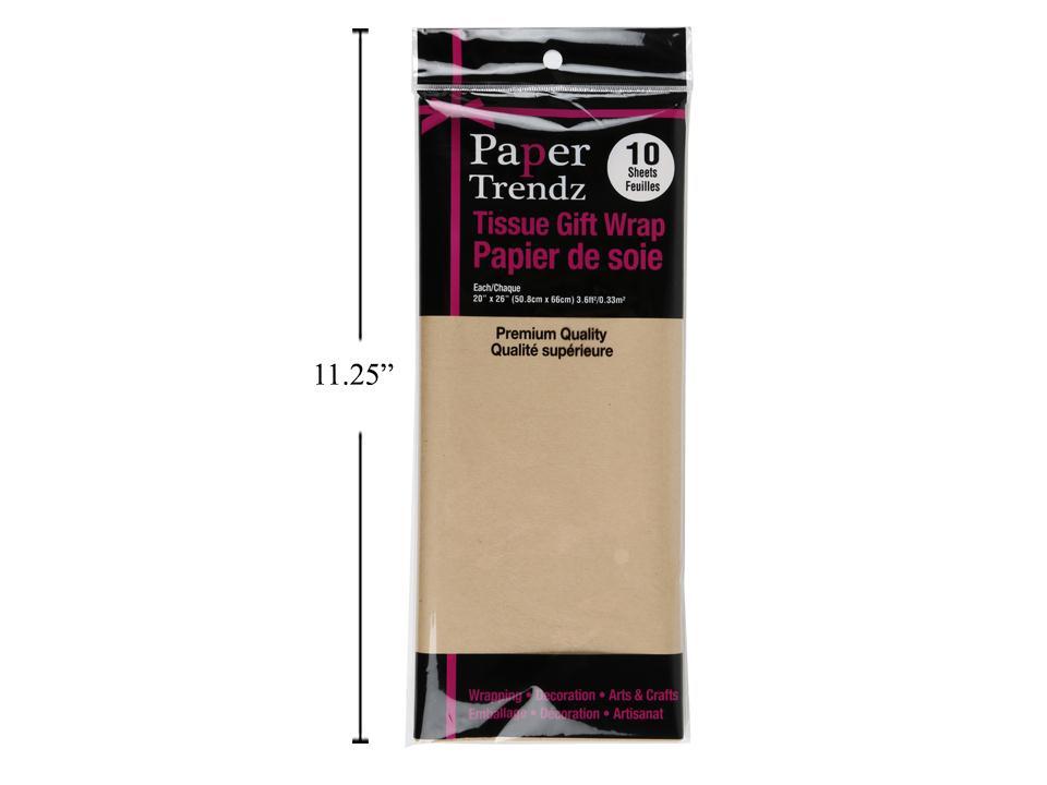 Paper T. 10-Sheet Tissue Wrapping Paper, Kraft, printed bag 20"x26"