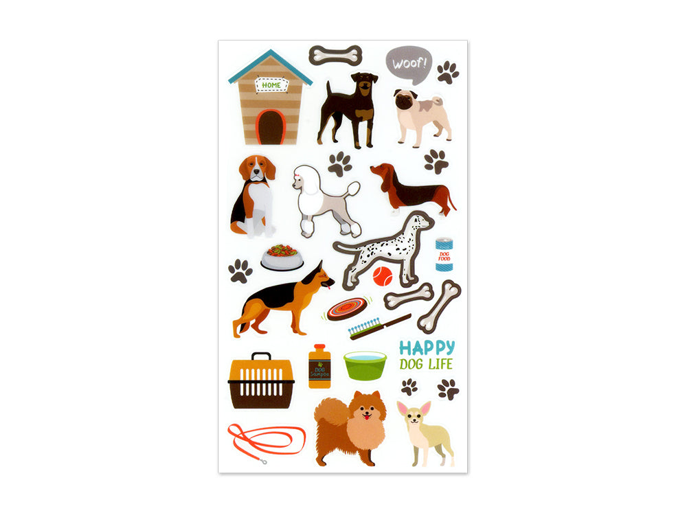 Paper Craft Stickers: 3.9"x6.9" Clear PET A) Dog Life
