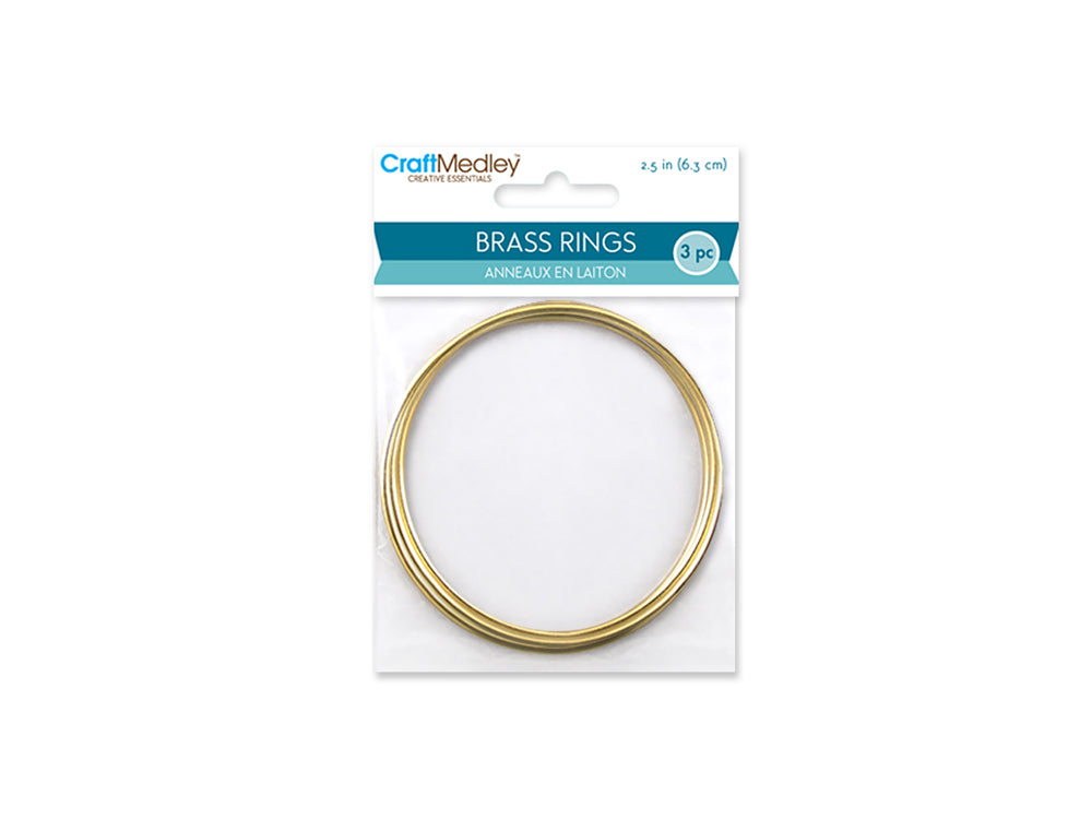 Craft Medley: Brass Rings 2.5" Round x3