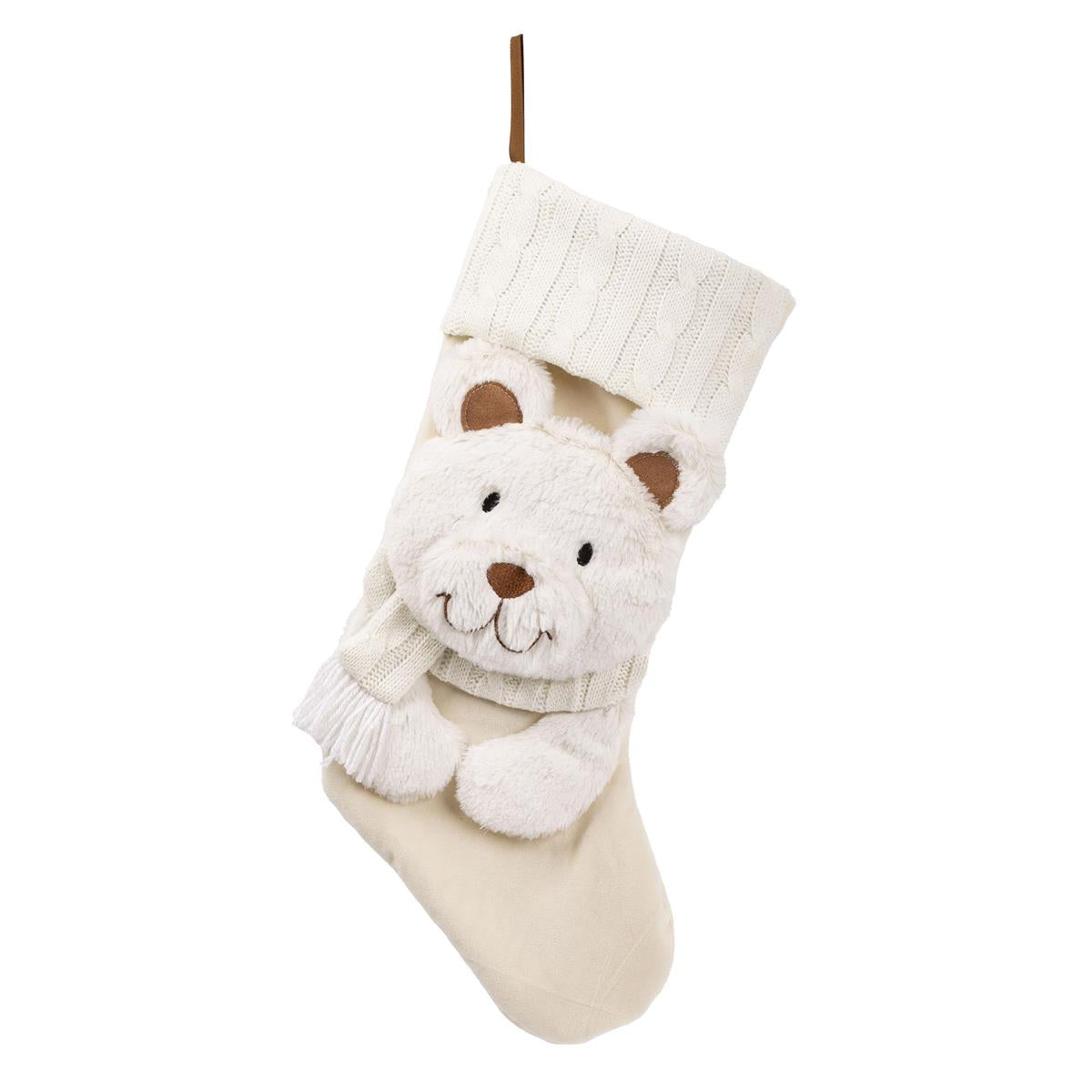 S.Secrets Plush Bear Stocking, 20", 3D Effect, cht