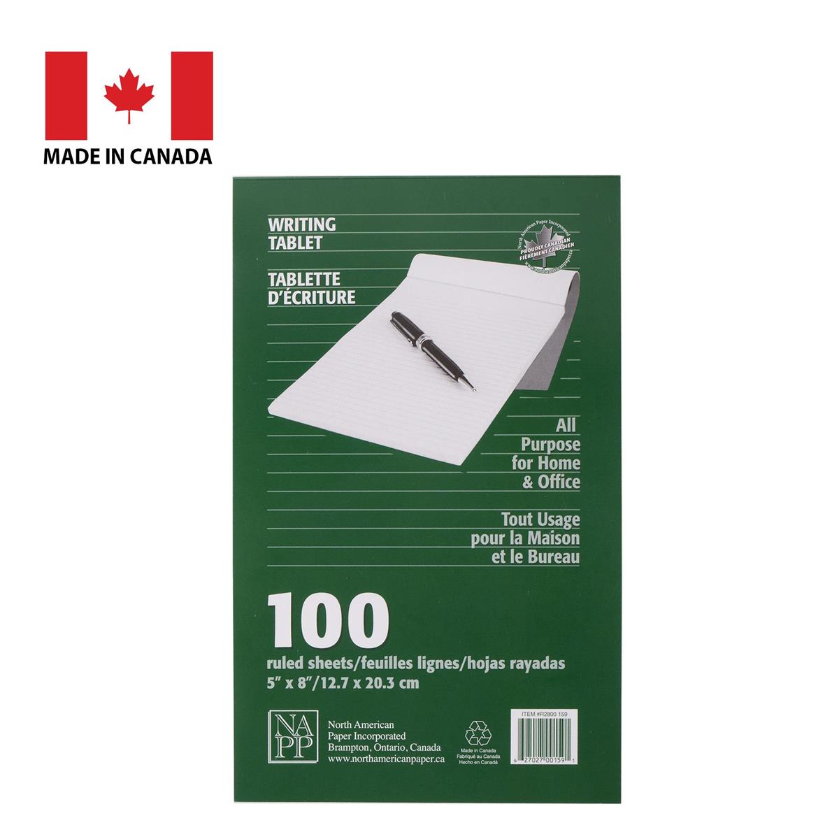 100-sheet 5x8"Ruled Writing Tablet