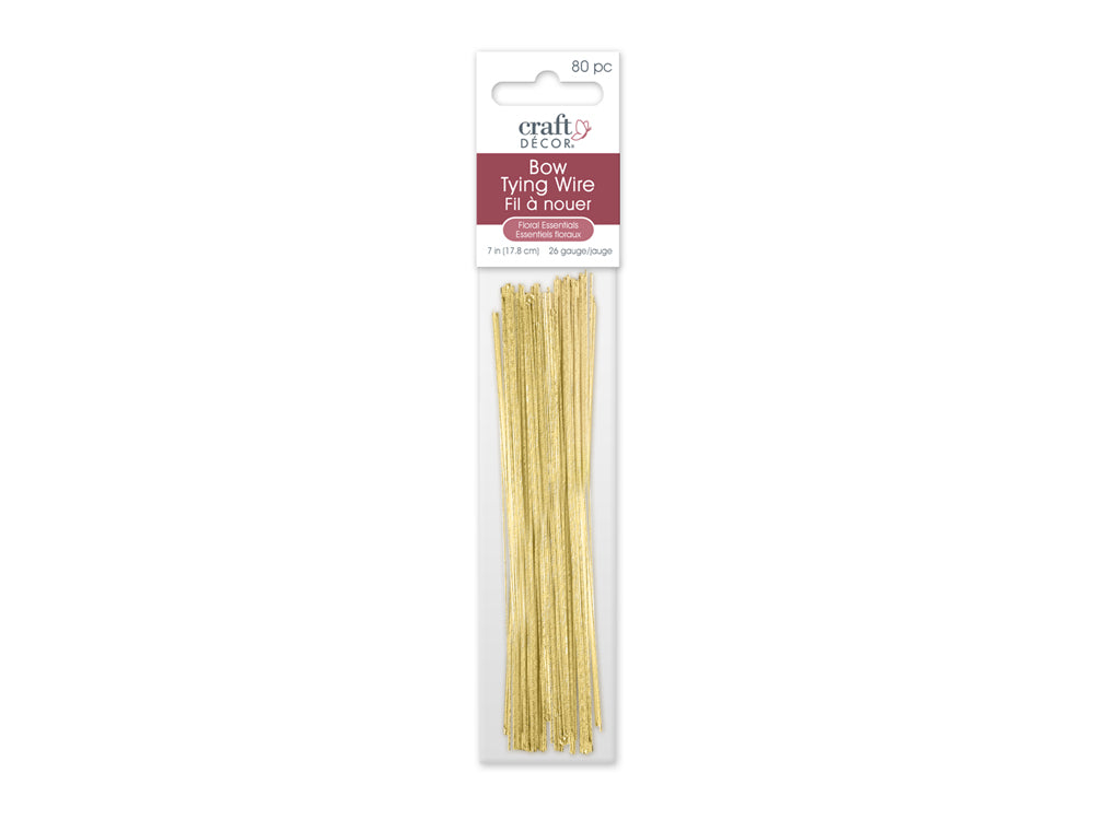 Craft Decor: 7" Bow Tying Wire Gold 26g 80/pkg