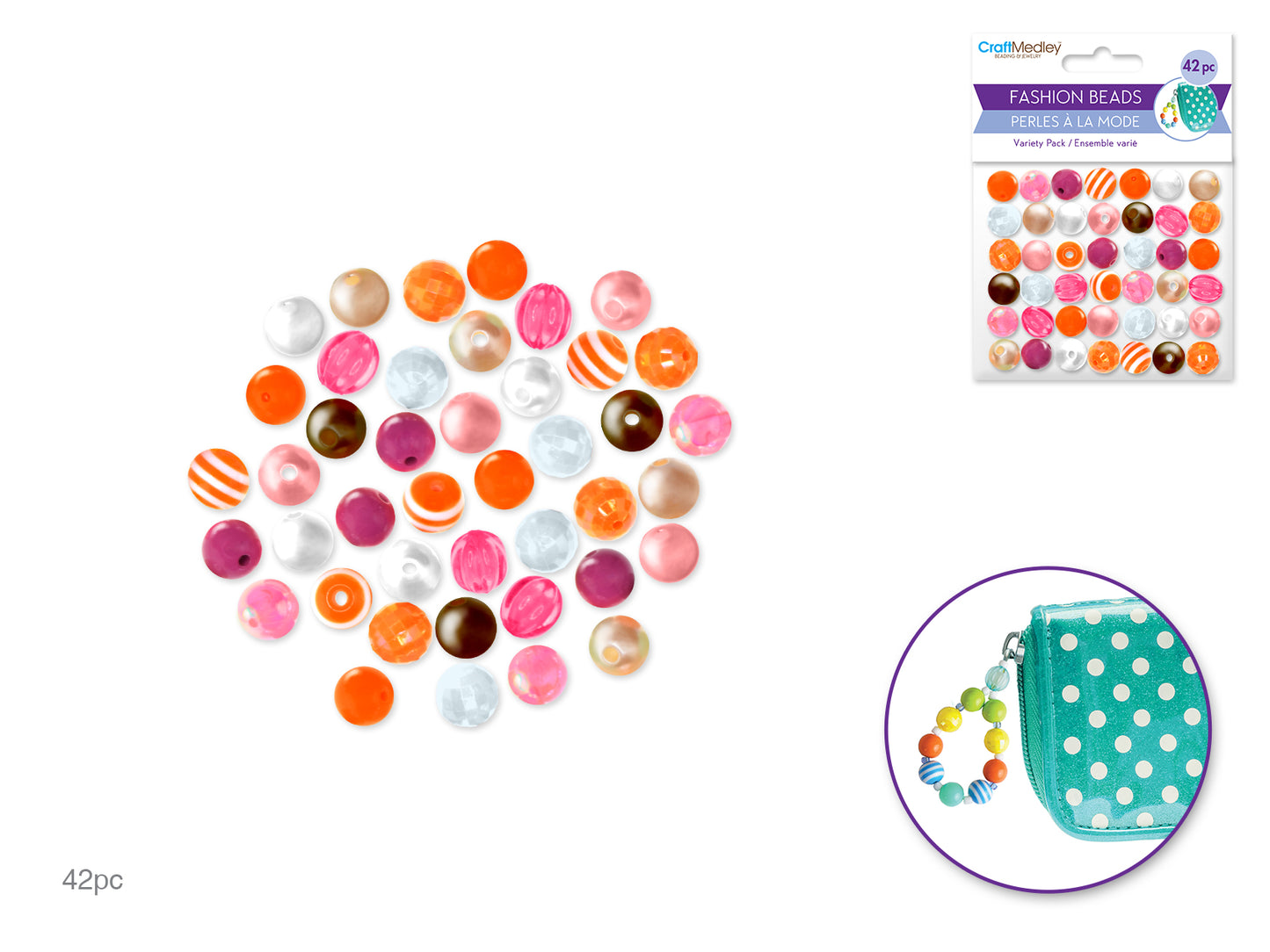Plastic Fashion Beads: 42-45pc Posh Mix-Packs B) Fresh