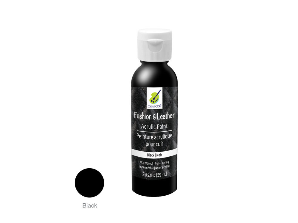 Color Factory: 2oz Fashion & Leather Acrylic Paint LD01-LD10 LD09) Black