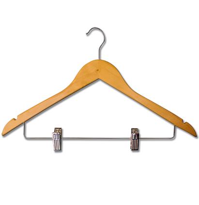 WOODEN HANGER - 2 CLIPS