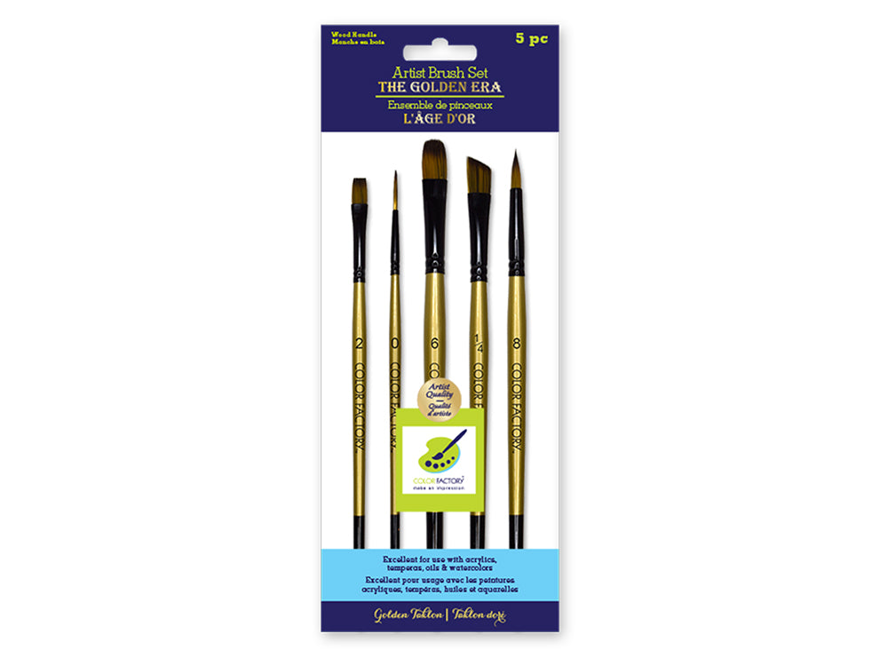Artist Brush Set: The Golden Era Set x5 Wood Handle B) Detail