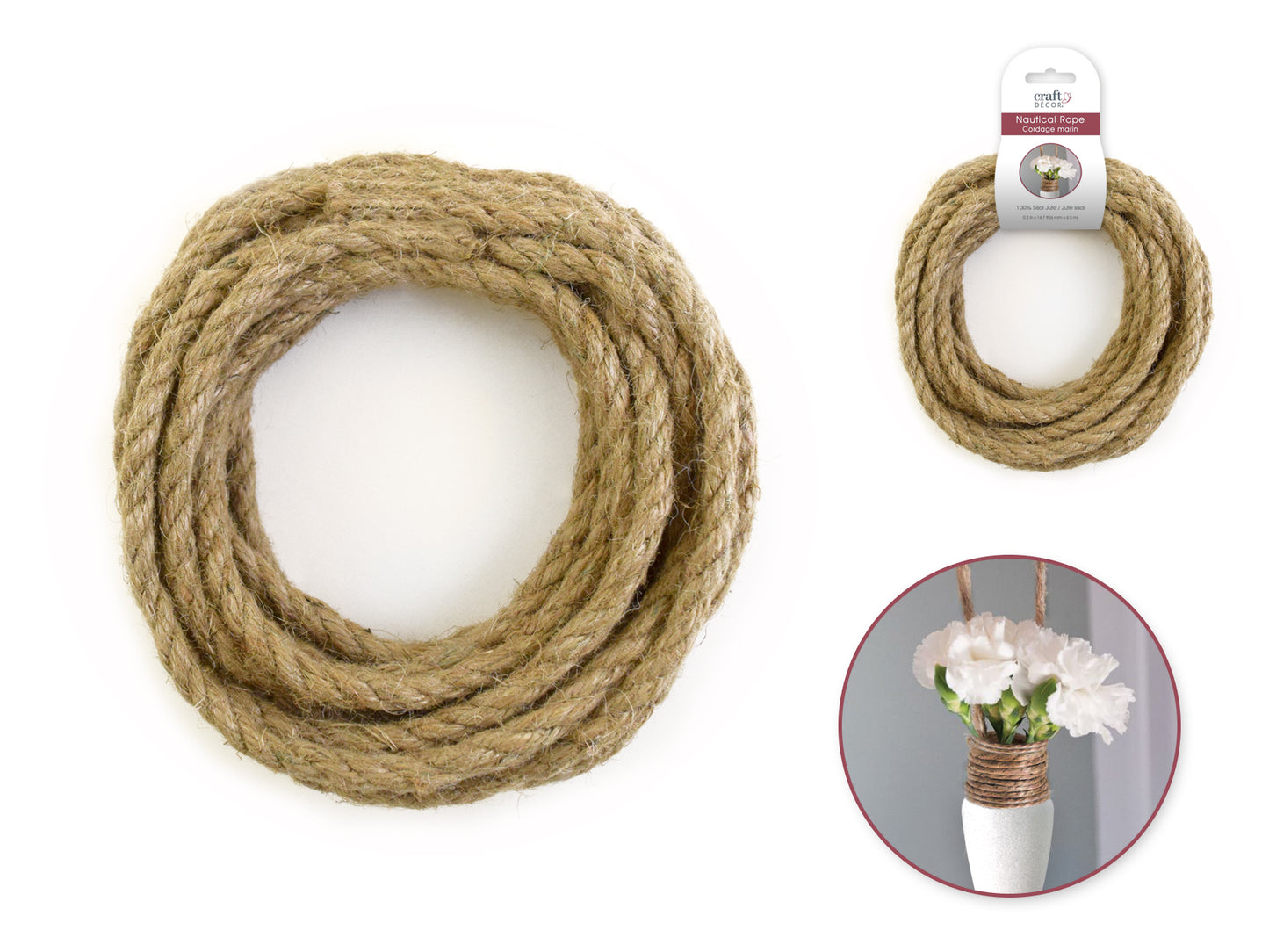 Craft Decor: Nautical Rope Jute Braided A) 6mm x 4.5m