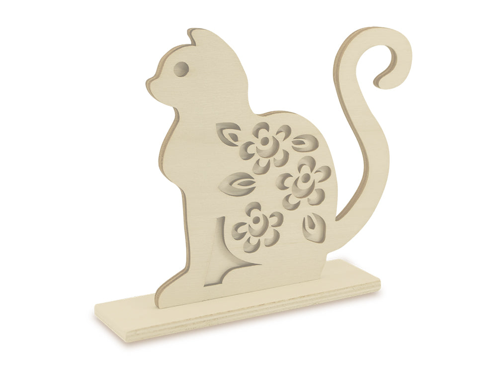 Wood Craft: DIY 6" 3D Shape Standing 5mm(T) C) Cat