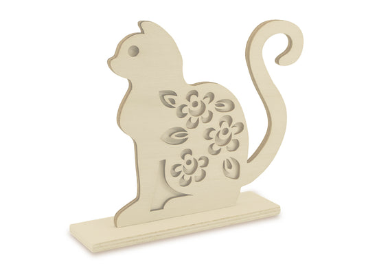 Wood Craft: DIY 6" 3D Shape Standing 5mm(T) C) Cat