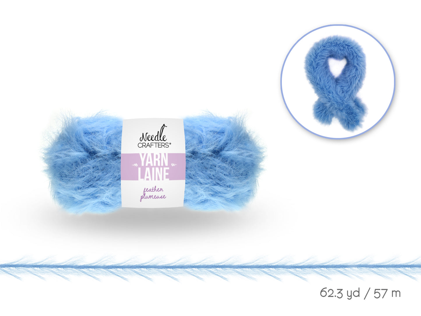 Needlecrafters: 50g Nylon Feather Yarn Ball G) Light Blue
