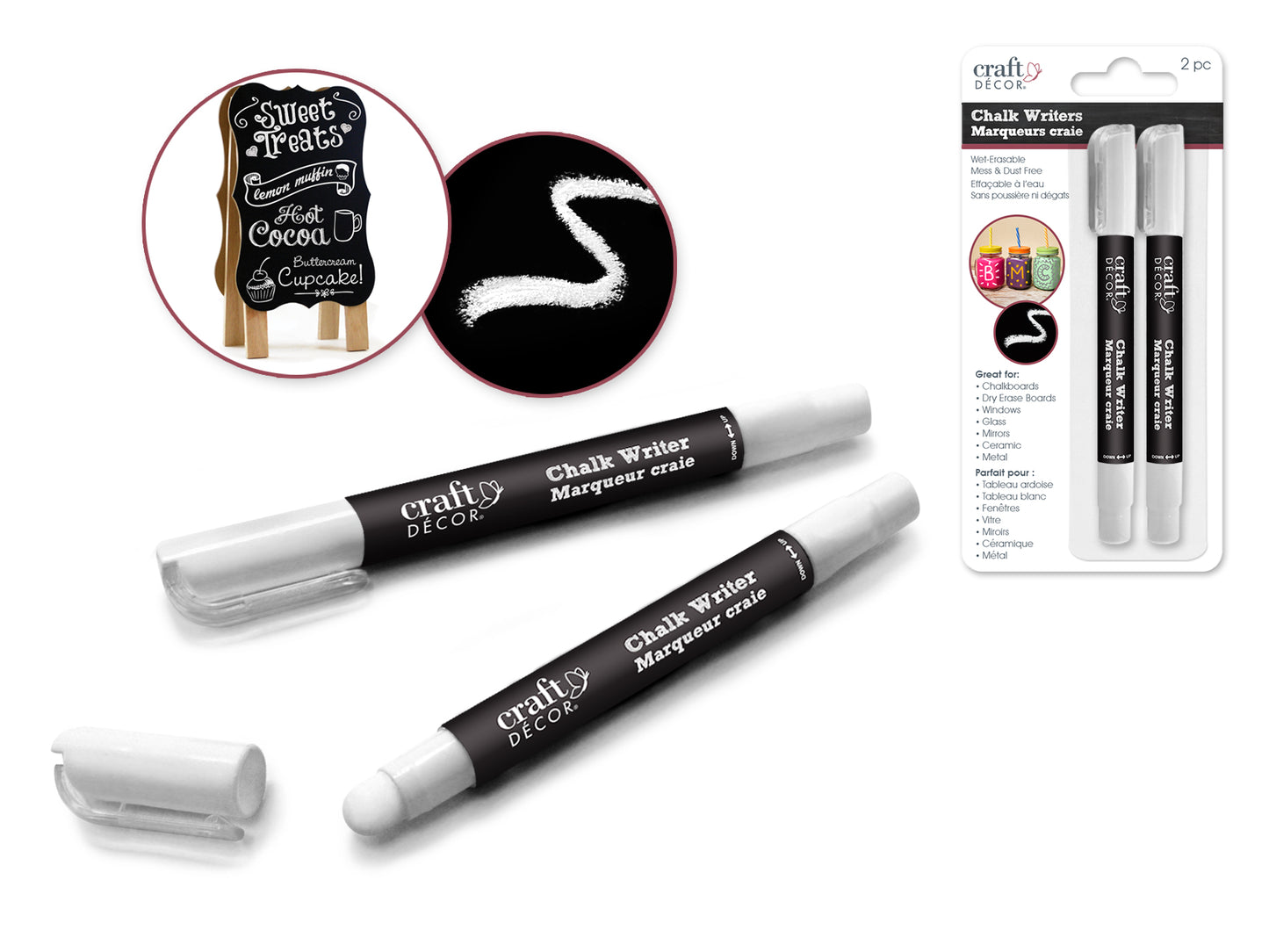Craft Decor: Chalk Writer 2pk Blister-Carded A) White