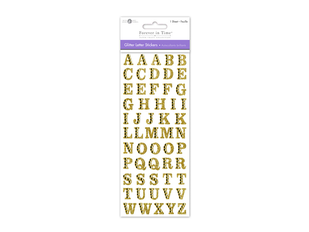 Paper Craft Sticker: 3.37"x7.87" Gemmed Glitter Letters B) Gold