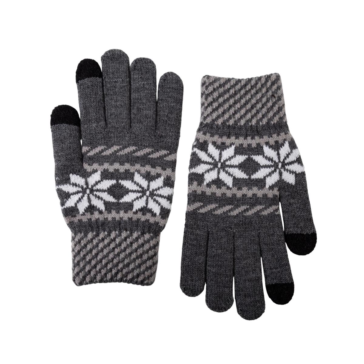 Nordic T. Knit Glove w Snowflake,Ladies, touch finger, 2 asst, hc
