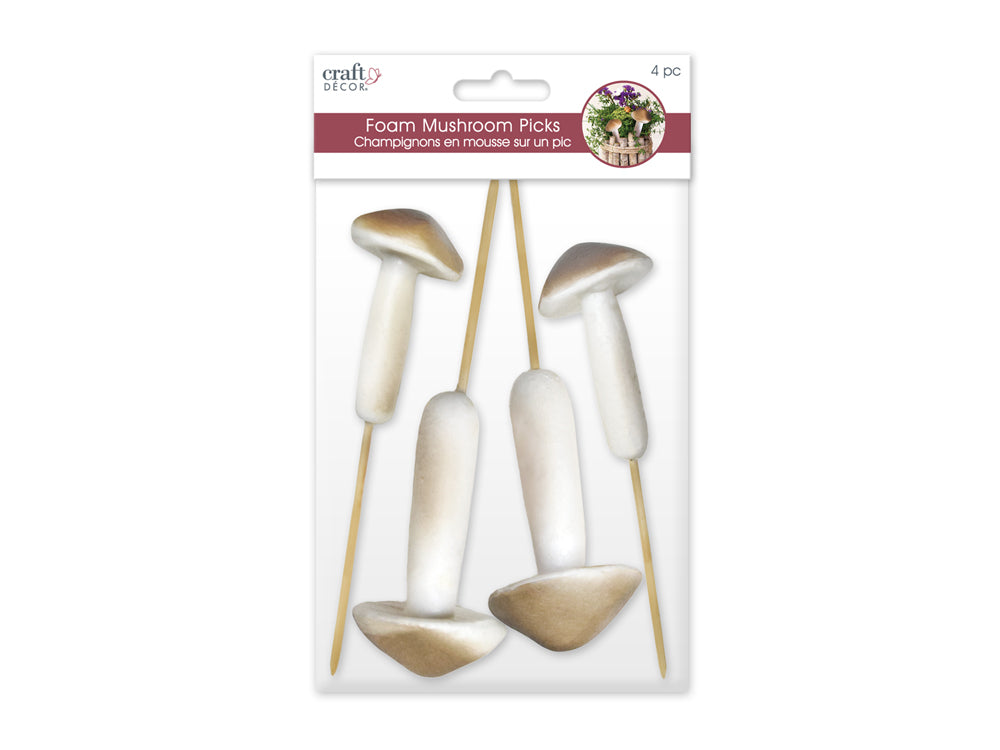 Craft Decor: Foam Mushroom Picks 4pc