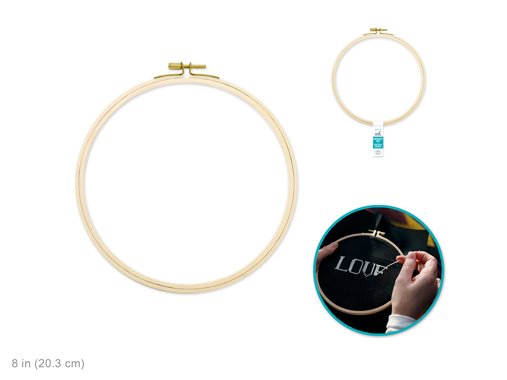 Needlecrafters: 8" Embroidery Hoop W/Brass Clamp