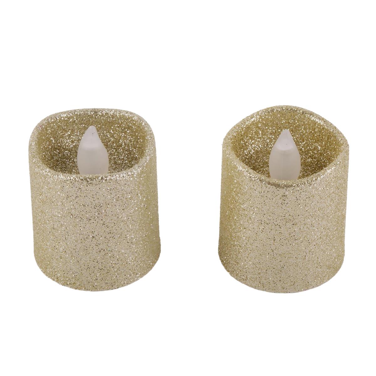 Deco L. 6PK LED Glitter Votives, Gold, Batteries included (CR2032), pvc box