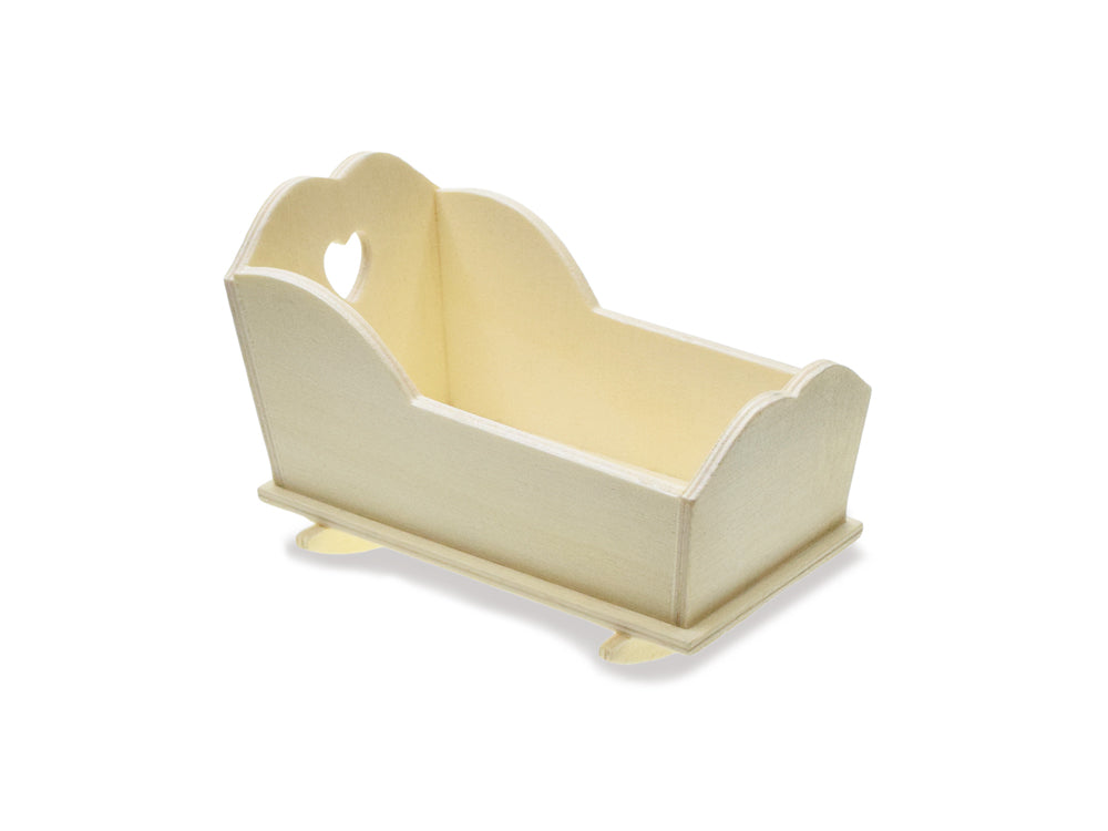 Wood Craft: 4.6"x3"x2.6" DIY Baby Cradle