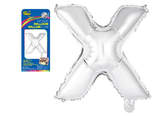Let's Party "X" Silver Air Filled Balloon, 14"