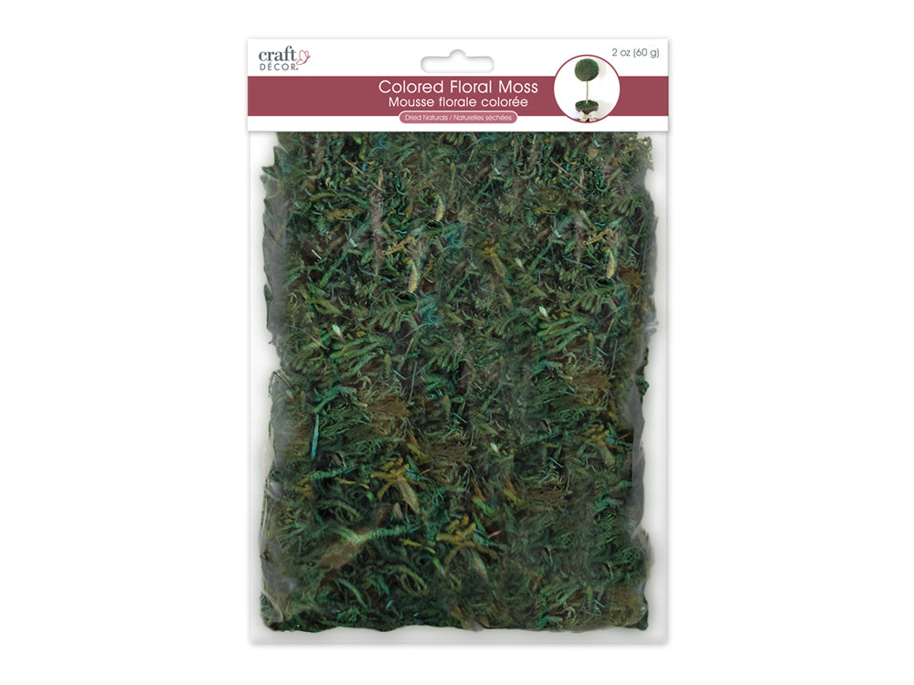 Craft Decor Dried Naturals: 2oz Colored Floral Moss (60gms) B) Wild Moss Green