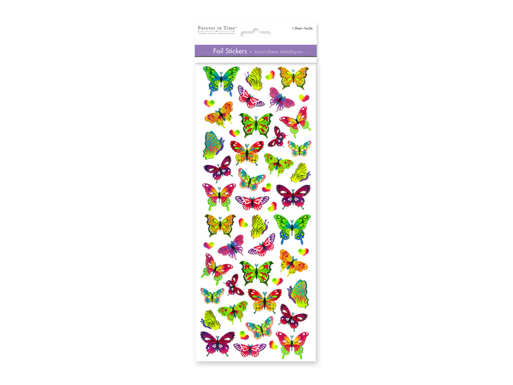 Paper Craft Stickers: 4.75"x12" Foil Icons 3D A) Butterfly Blend