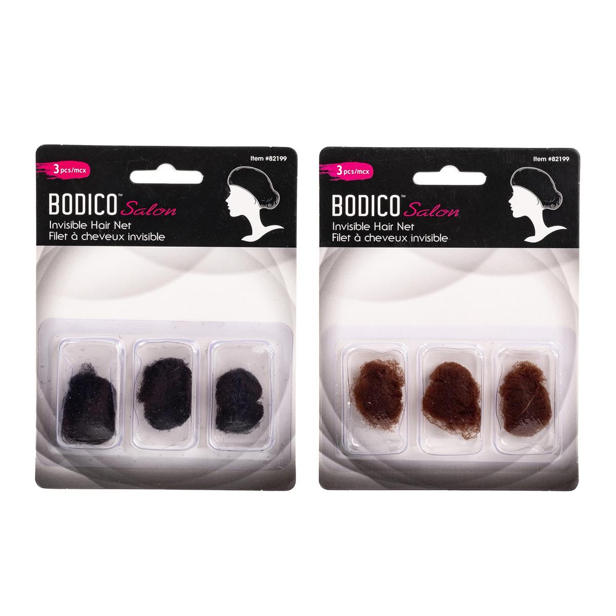 Bodico 3-pc Invisible Hair Net, 16-black, 8-brunette, b/c