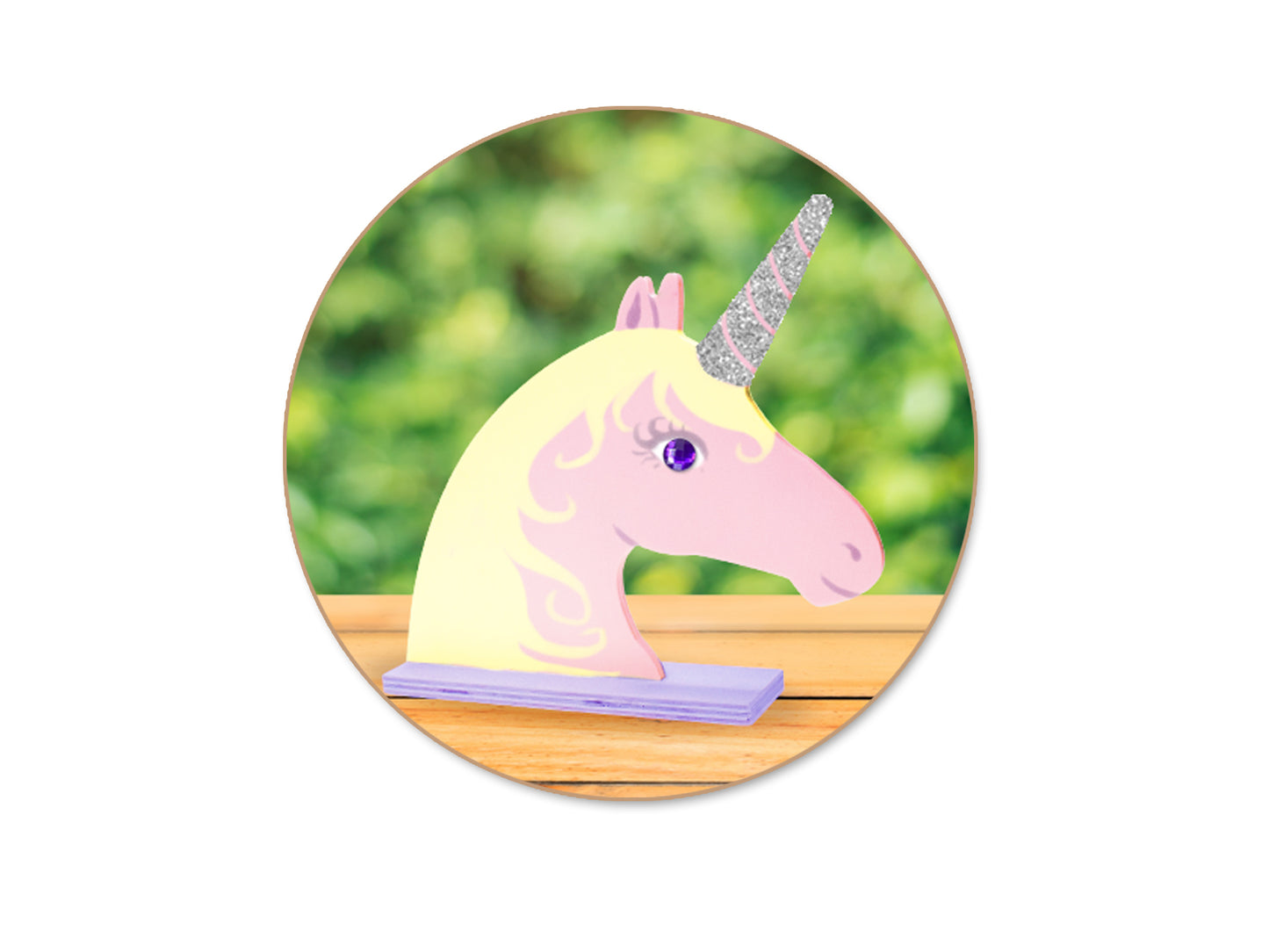 Wood Craft: 7" DIY Shape Standing 6mm Thick G) Unicorn