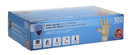 SANI-GUARD VINYL GLOVES LARGE 100/BOX
