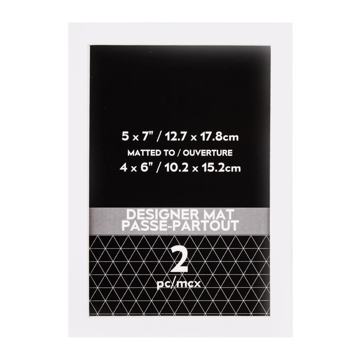 2pk 5x7" Photo Mat (4x6" OPG) White, pslv + insert
