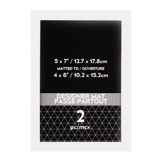 2pk 5x7" Photo Mat (4x6" OPG) White, pslv + insert