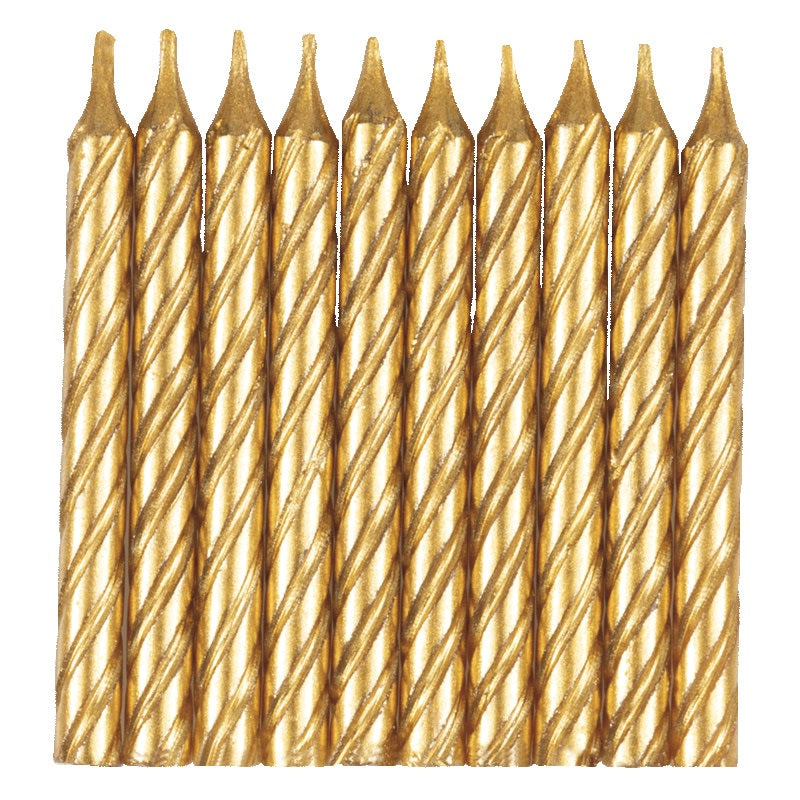 Gold Spiral Birthday Candles  10ct