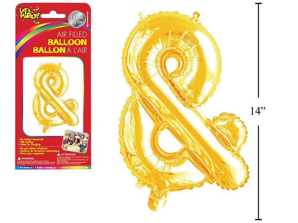 Let's Party "&" Gold Air Filled Balloon,14"
