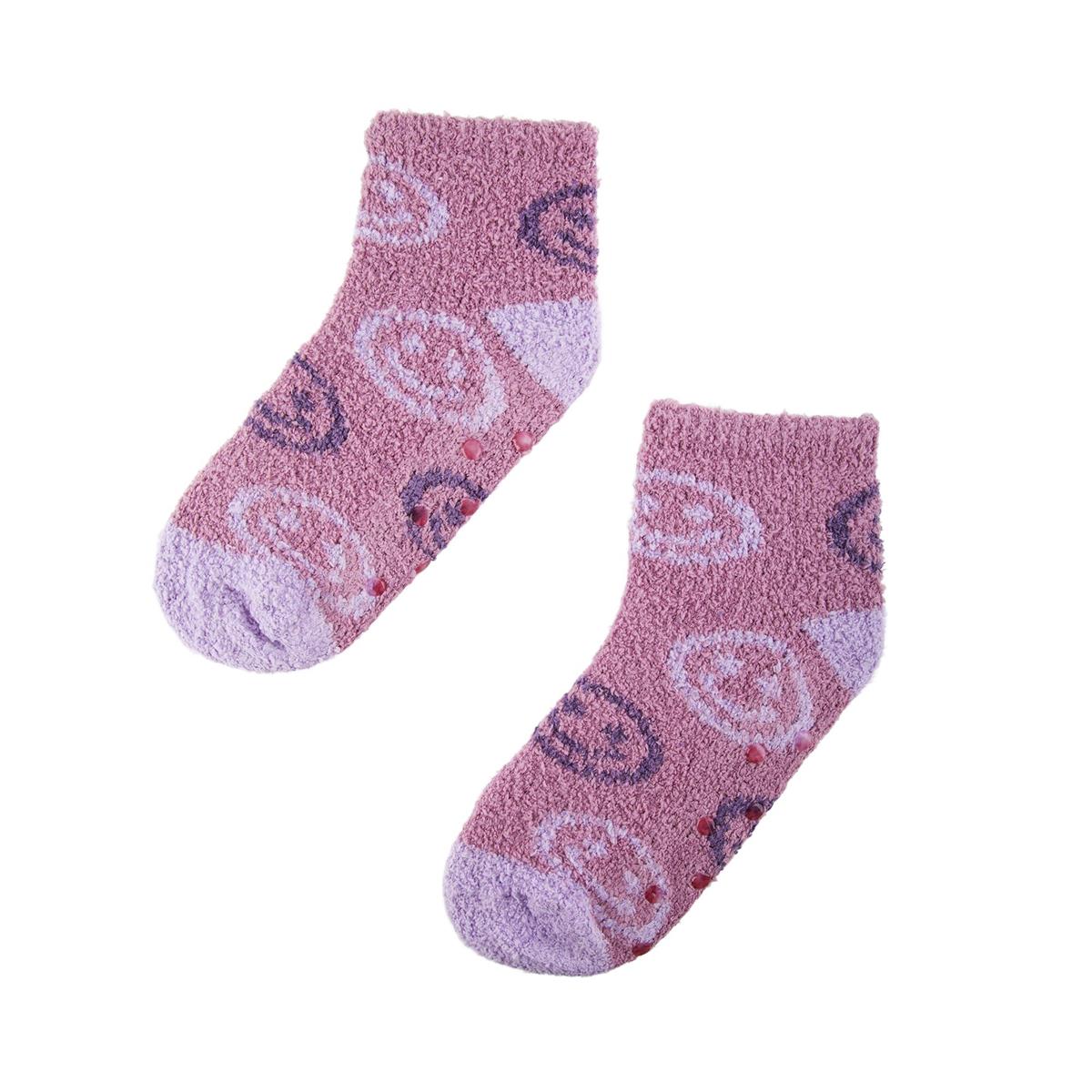 Nordic T. Ladies Smile Fuzzy Socks, 2 asst, ankle w antislip, hc