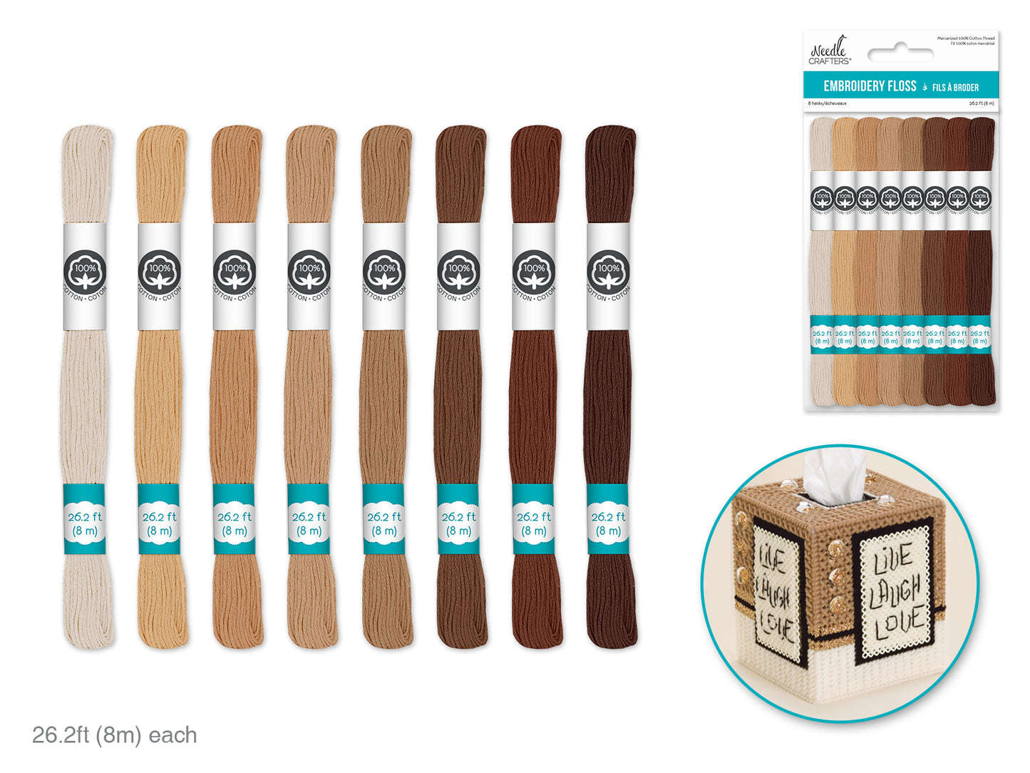 Needlecrafters: 8m Cotton Embroidery Floss 8 Hanks/pkg H) Natural Selection