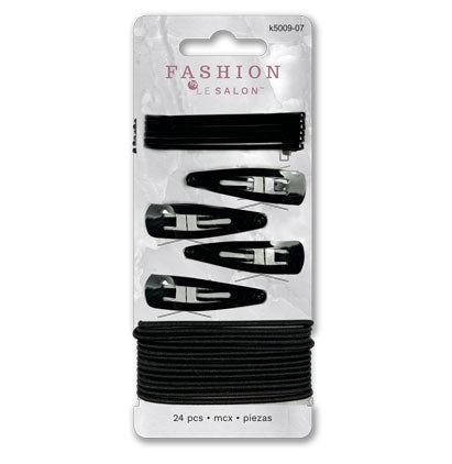 CLIPS, BOBBY PINS AND ELASTICS SET - 24 PCS 7*16cm