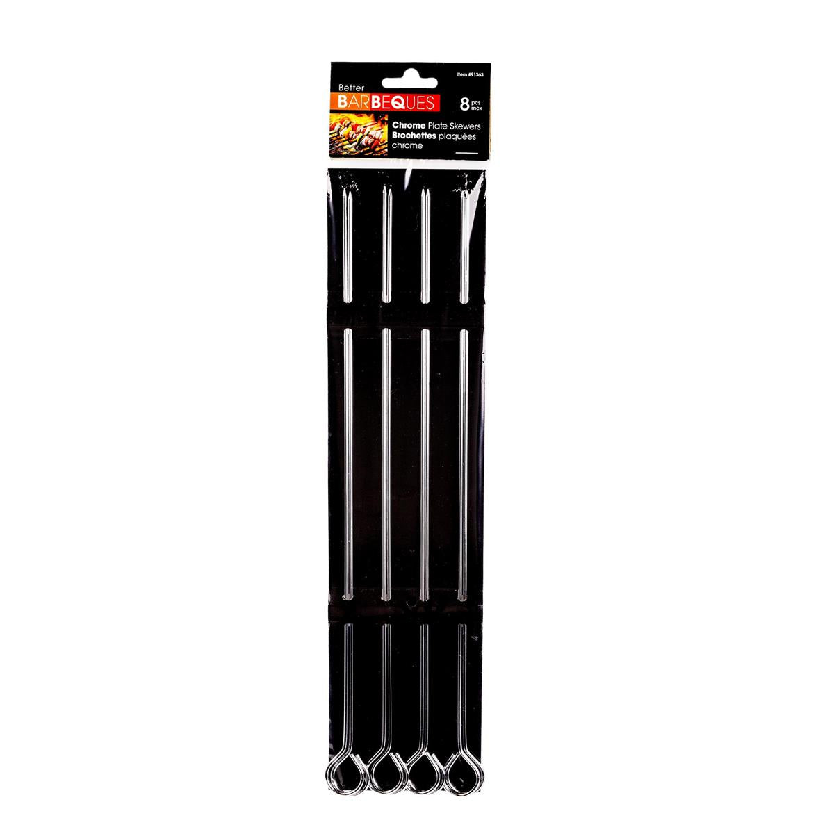 BBQ 8ct. Chrome Plated Steel Skewers, 13.5"L, pbh