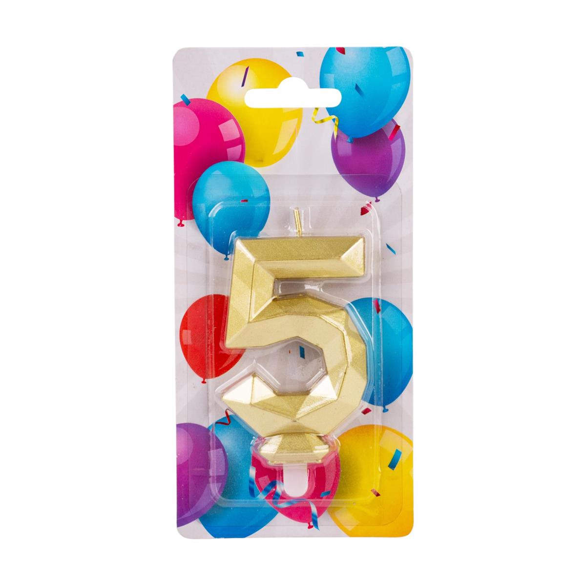 Let's Party #5 Diamond Cut Gold Birthday Candle set