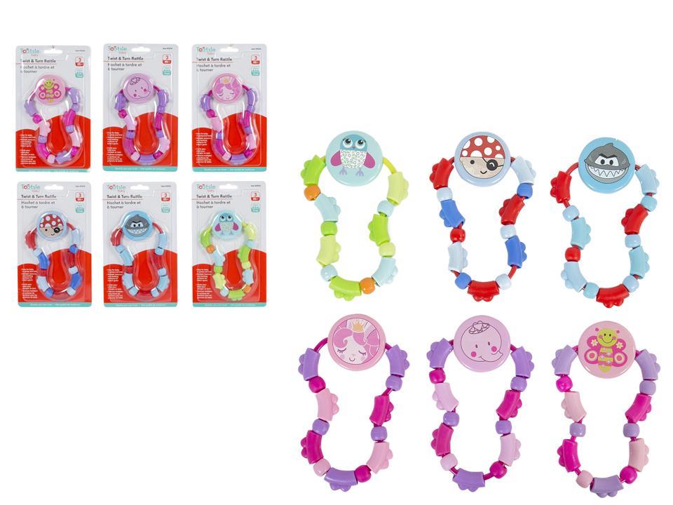 Tootsie Baby Premium Twist & Turn Rattle, 6 asst, b/c