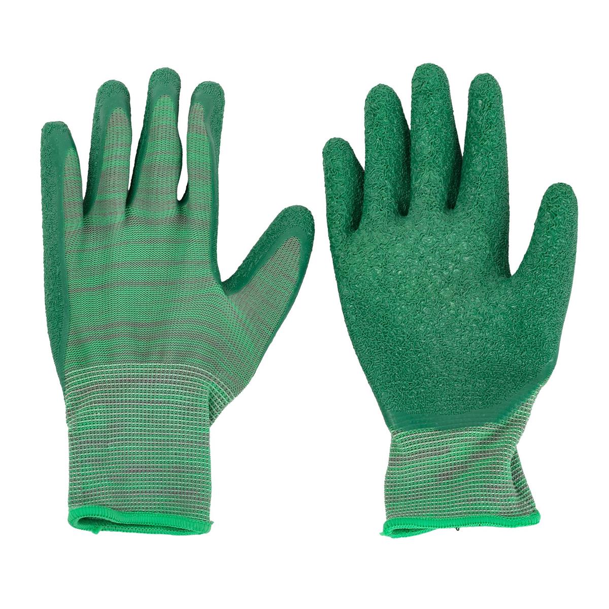 Garden E. Latex/Nylon Garden Gloves One Size, Green, hang tag