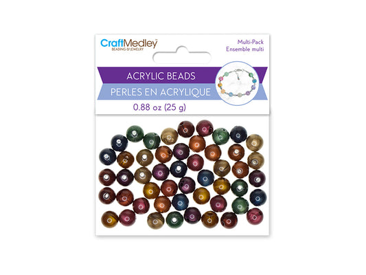 Acrylic Beads: 10mm Round Multi-Packs 25g C) Gloss Metallic