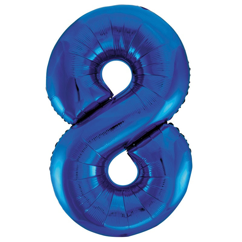 Royal Blue Number 8 Shaped Foil Balloon 34"  Packaged