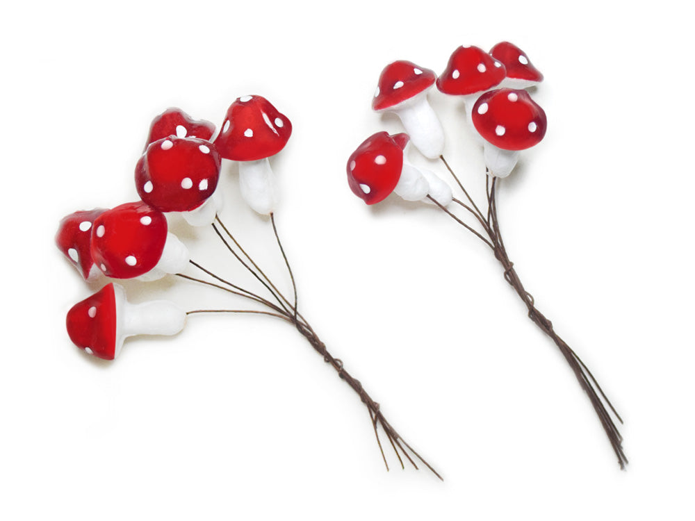Craft Decor: Mini Foam Mushroom Picks 12pc (2cmx6/2.5cmx6)