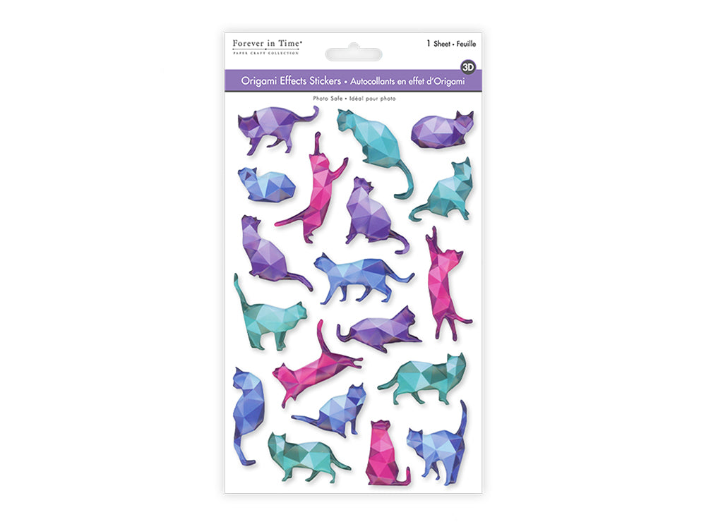 Paper Craft Sticker: 5.7"x9.8" 3D Origami Effects PVC F) Feline Fancy