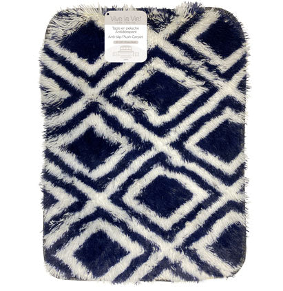 ANTI-SLIP PLUSH CARPET WITH FOAM-BLUE DIAMOND PATT