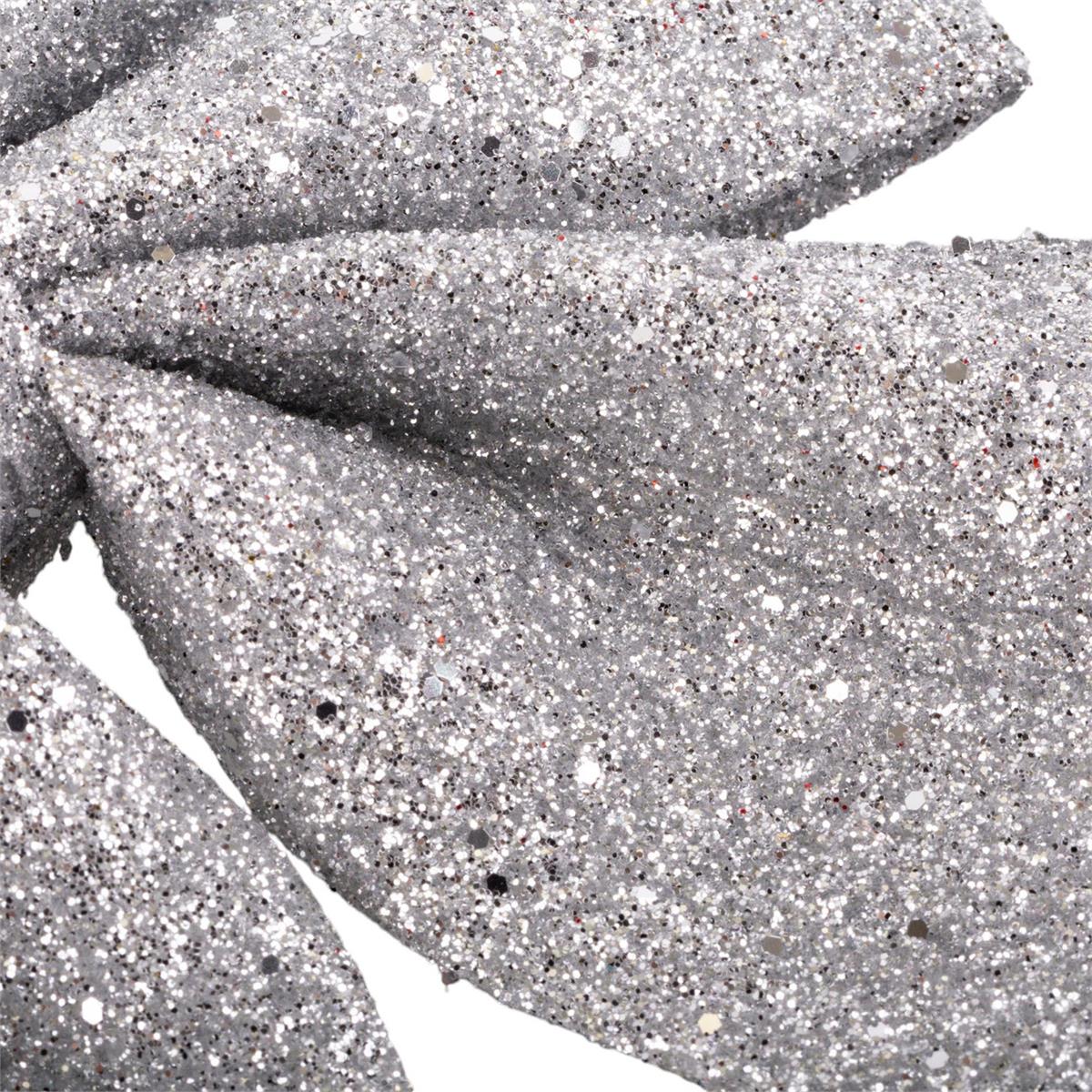 Deco N. Xmas 2pk Bow Décor, 4.75", Silver, t.o.c