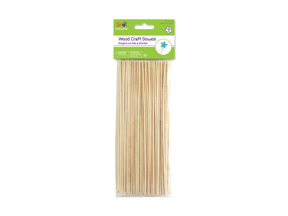 Craftwood: 8" Natural Thin Bamboo Dowel x105 (2.5mm thick)