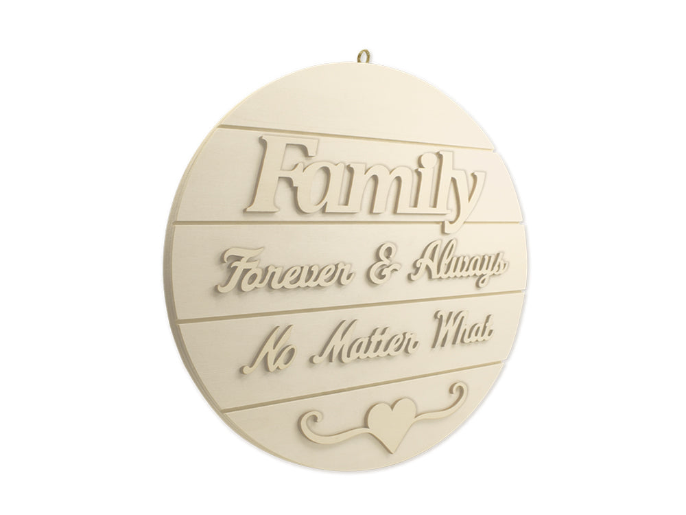 Wood Decor: 14" DIY Round Slat-Wall Sign Plaque 3D w/Jute Hanger C) Families Are Forever